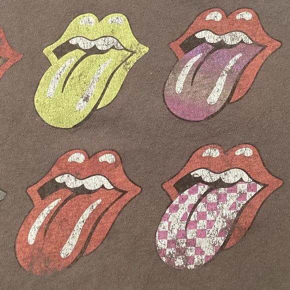 The Rolling Stones Gray Tee with Colorful Tongue Graphics - Picture 4 of 5